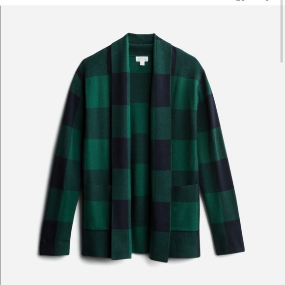 Market & Spruce Sweaters - Market & Spruce Open Cardigan Blue and Green Plaid M